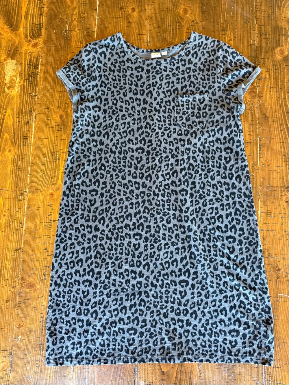 Gap Gray Leopard Cotton Shift Dress Short Sleeve Like New Size Medium